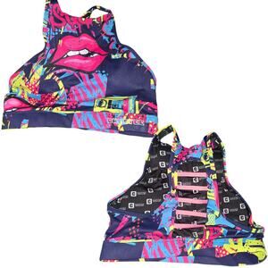 Chestee The T Heather Multicolor Lip Sports Activewear Sports Bra Size 12 EUC